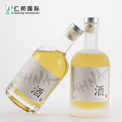 Empty glass beverage bottle better packaging box with lid