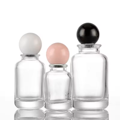 New cylindrical glass perfume bottle great packaging spray color ball thick bottom glass bottle with lid