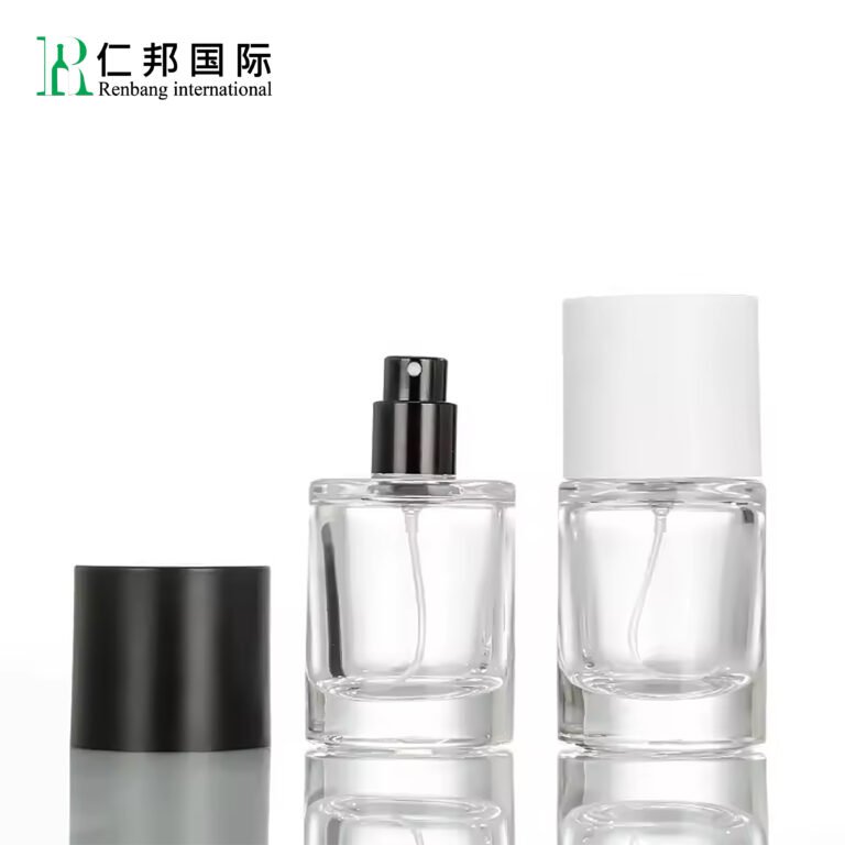 Perfume-empty-bottle-glass-bottle-Short-cylindrical-50ml-30ml-100ml-glass-perfume-bottle-with-lid-transparent